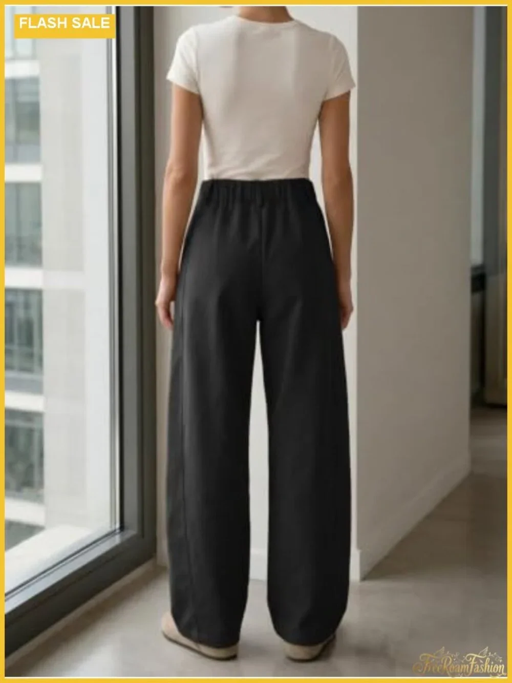 High Waisted Wide Leg Barrel Pants with Pockets, Casual Loose Fit